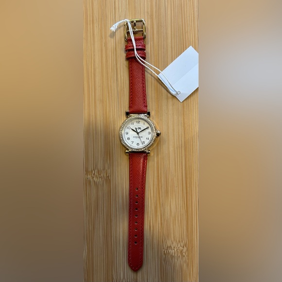 Coach Madison Watch With 32mm White Face & Orange Tone Leather Band - Picture 3 of 5